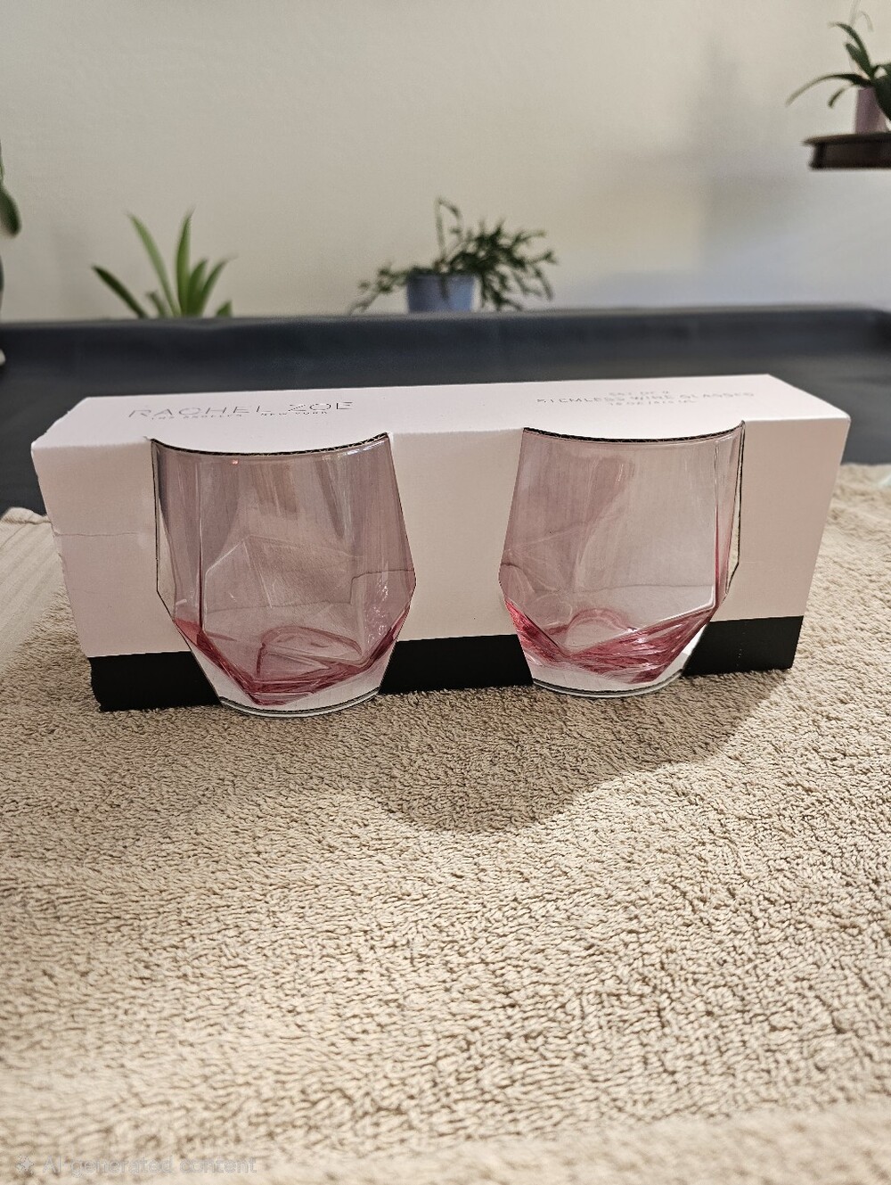 Rachel Zoe Rose-Tinted Faceted Stemless Wine Glasses - Set of 2